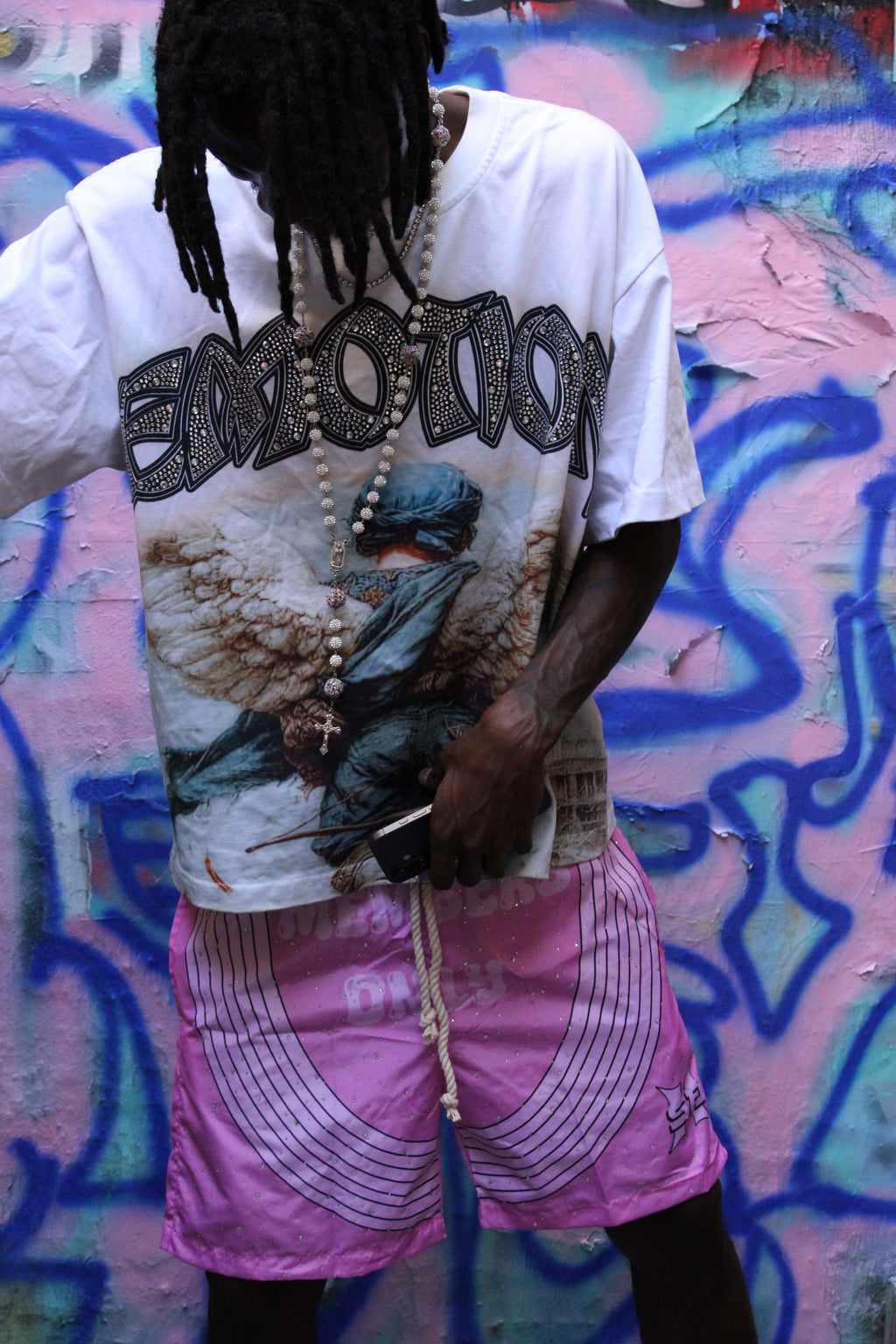 Bubblegum rhinestone pink Nylon shorts