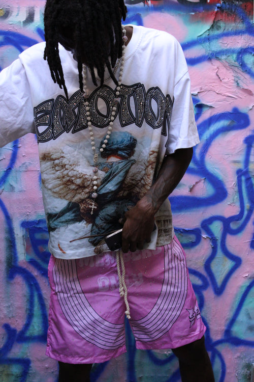 Bubblegum rhinestone pink Nylon shorts